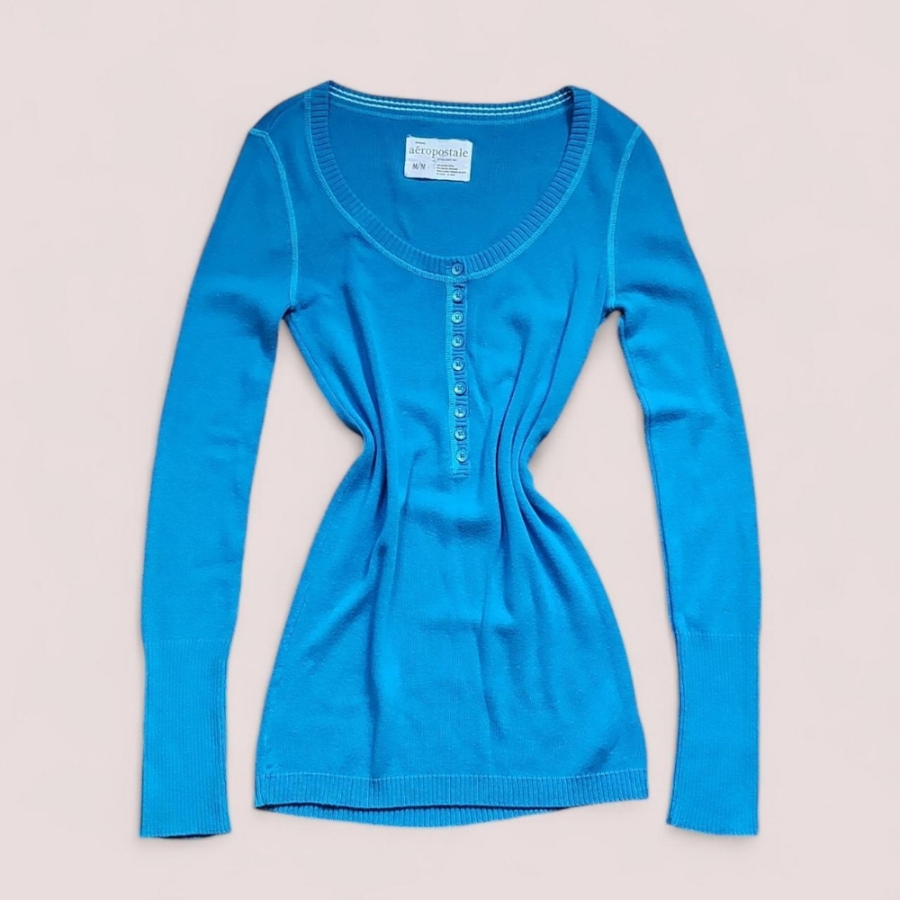 Y2k Aeropostle henley top blue